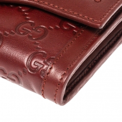 مملوكة مسبقًا Gucci Red Guccissima Leather Interlocking G Continental Wallet