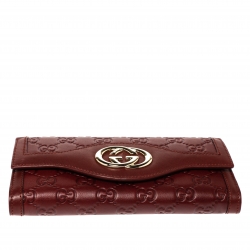 مملوكة مسبقًا Gucci Red Guccissima Leather Interlocking G Continental Wallet