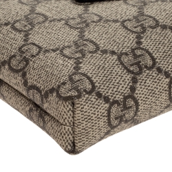 Pre Owned Gucci Beige GG Supreme Canvas Linea Bee Wristlet Clutch