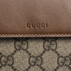 Gucci Beige/Tan GG Supreme Coated Canvas and Leather French Flap Wallet