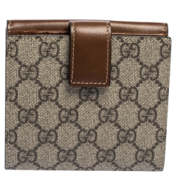 Gucci Beige/Tan GG Supreme Coated Canvas and Leather French Flap Wallet