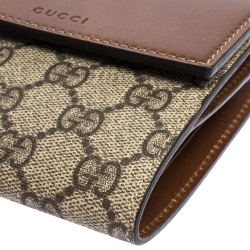 Gucci Beige/Tan GG Supreme Coated Canvas and Leather French Flap Wallet