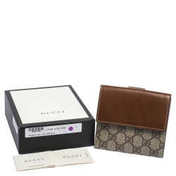 Gucci Beige/Tan GG Supreme Coated Canvas and Leather French Flap Wallet