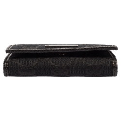 Gucci Black GG Canvas and Leather Card Holder