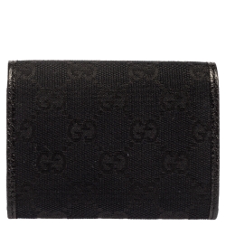 Gucci Black GG Canvas and Leather Card Holder