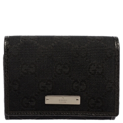 Gucci Black GG Canvas and Leather Card Holder