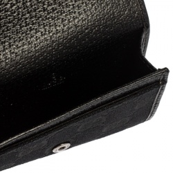 Gucci Black GG Canvas and Leather Card Holder
