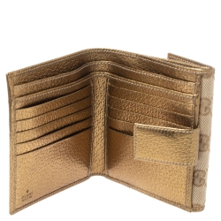 مملوكة مسبقًا Gucci Beige/Gold GG Canvas and Leather Princy Compact Wallet