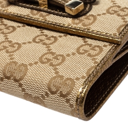 مملوكة مسبقًا Gucci Beige/Gold GG Canvas and Leather Princy Compact Wallet