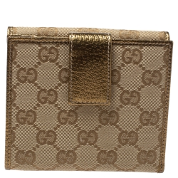 مملوكة مسبقًا Gucci Beige/Gold GG Canvas and Leather Princy Compact Wallet