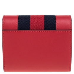 مملوكة مسبقًا Gucci Red Leather Sylvie Trifold Wallet