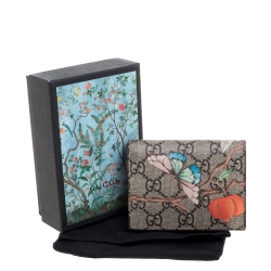 Pre Owned Gucci Beige Tian GG Supreme Canvas Card Case