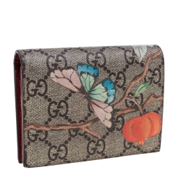 Pre Owned Gucci Beige Tian GG Supreme Canvas Card Case