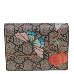 Pre Owned Gucci Beige Tian GG Supreme Canvas Card Case