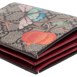 Pre Owned Gucci Beige Tian GG Supreme Canvas Card Case