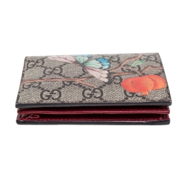 Pre Owned Gucci Beige Tian GG Supreme Canvas Card Case