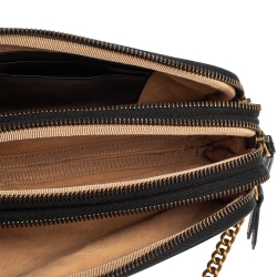 مملوكة مسبقًا Gucci Black Matelasse Leather GG Marmont Triple Zip Chain Bag