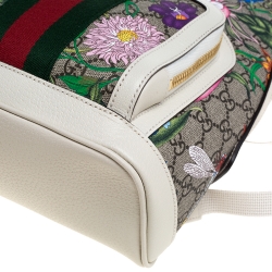 Pre Owned Gucci Multicolor GG Supreme Canvas and Leather Small Ophidia Flora Backpack