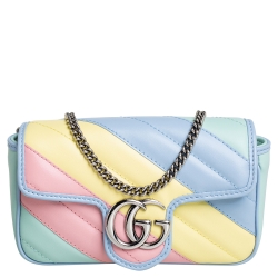 Gucci GG Marmont Matelasse Super Mini Bag Pastel Blue in Leather with  Silver-tone - US