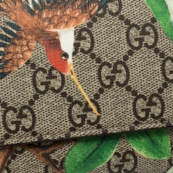 مملوكة مسبقًا Gucci Beige Bird Print Supreme Canvas Continental Wallet