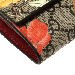 مملوكة مسبقًا Gucci Beige Bird Print Supreme Canvas Continental Wallet