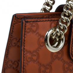 Pre Owned حقيبة غوتشي إميلي كبيرة جلد غوتشيسيما برتقالي للكتف