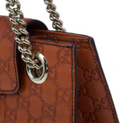 Pre Owned حقيبة غوتشي إميلي كبيرة جلد غوتشيسيما برتقالي للكتف