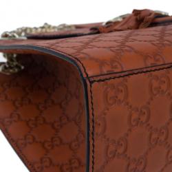 Pre Owned حقيبة غوتشي إميلي كبيرة جلد غوتشيسيما برتقالي للكتف