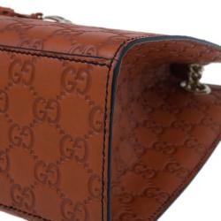 Pre Owned حقيبة غوتشي إميلي كبيرة جلد غوتشيسيما برتقالي للكتف