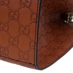 Pre Owned حقيبة غوتشي إميلي كبيرة جلد غوتشيسيما برتقالي للكتف