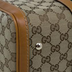 Pre Owned Gucci Original GG Brown Canvas Medium Vintage Web Boston Bag