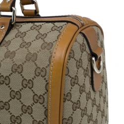Pre Owned Gucci Original GG Brown Canvas Medium Vintage Web Boston Bag