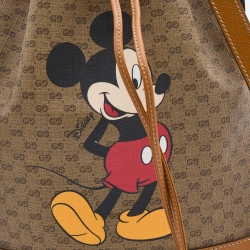 Pre Owned Gucci x Disney Beige/Brown Micro GG Canvas and Leather Small Mickey Mouse Print Bucket Bag 