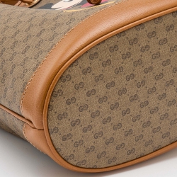 Pre Owned Gucci x Disney Beige/Brown Micro GG Canvas and Leather Small Mickey Mouse Print Bucket Bag 