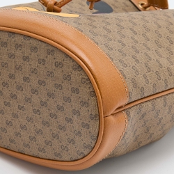 Pre Owned Gucci x Disney Beige/Brown Micro GG Canvas and Leather Small Mickey Mouse Print Bucket Bag 