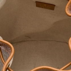 Pre Owned Gucci x Disney Beige/Brown Micro GG Canvas and Leather Small Mickey Mouse Print Bucket Bag 