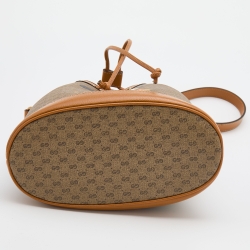 Pre Owned Gucci x Disney Beige/Brown Micro GG Canvas and Leather Small Mickey Mouse Print Bucket Bag 