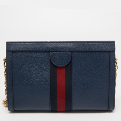 Gucci Blue Leather Small Ophidia Web Shoulder Bag
