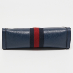 Gucci Blue Leather Small Ophidia Web Shoulder Bag