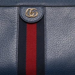 Gucci Blue Leather Small Ophidia Web Shoulder Bag