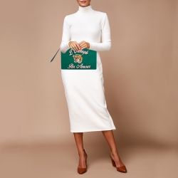 مملوكة مسبقًا Gucci Green Leather L'Aveugle Par Amour Pouch