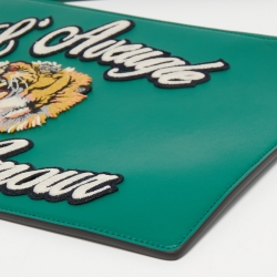 مملوكة مسبقًا Gucci Green Leather L'Aveugle Par Amour Pouch