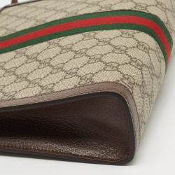 Pre Owned Gucci Beige/Brown GG Supreme Canvas and Leather Ophidia Pouch