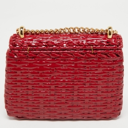Gucci Red Glazed Wicker Mini Cestino Shoulder Bag