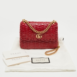 Gucci Red Glazed Wicker Mini Cestino Shoulder Bag