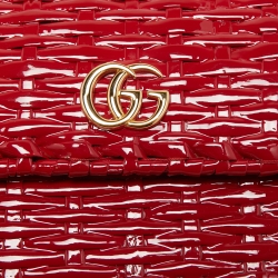 Gucci Red Glazed Wicker Mini Cestino Shoulder Bag