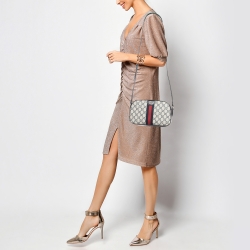 Gucci Beige/Navy Blue GG Supreme Canvas and Leather Ophidia Crossbody Bag