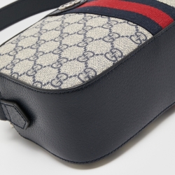 Gucci Beige/Navy Blue GG Supreme Canvas and Leather Ophidia Crossbody Bag