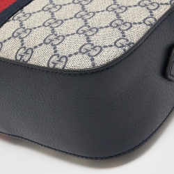 Gucci Beige/Navy Blue GG Supreme Canvas and Leather Ophidia Crossbody Bag