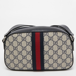 Gucci Beige/Navy Blue GG Supreme Canvas and Leather Ophidia Crossbody Bag